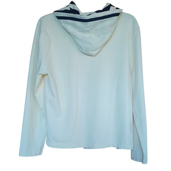 AW Sport Allyson Whitmore Zip Up Hoodie Butter Yellow Blue Stripes Women's Large - Picture 3 of 6